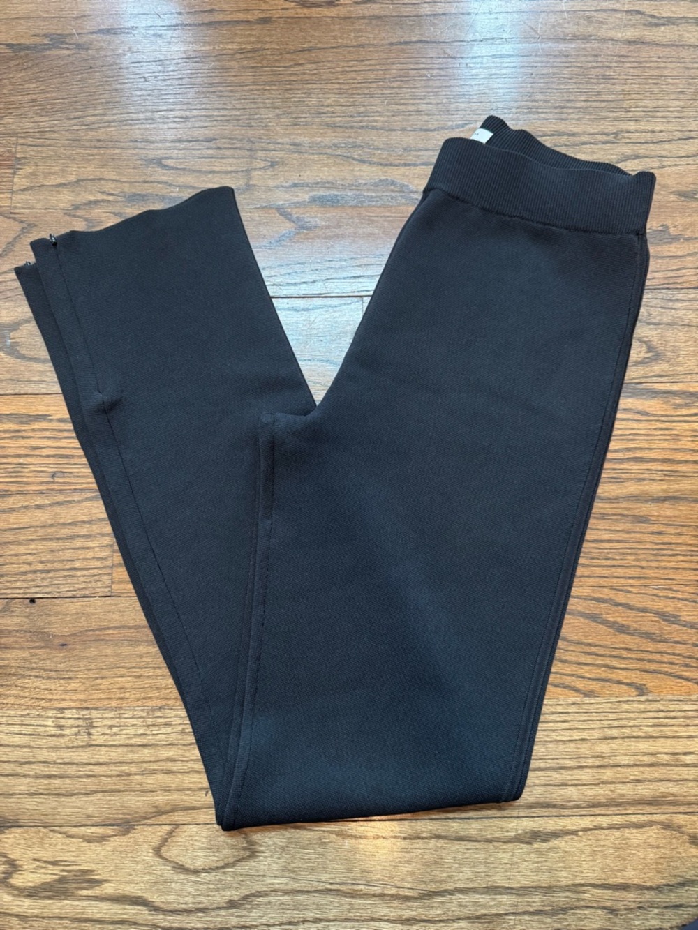 Rebecca Taylor Black Knit PullOn Pants Medium NWT Ankle Zip Slim Stretch Trouser